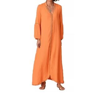 Sundance NWT Women’s Orange Irupe Margarita Kimono Maxi Dress size Small